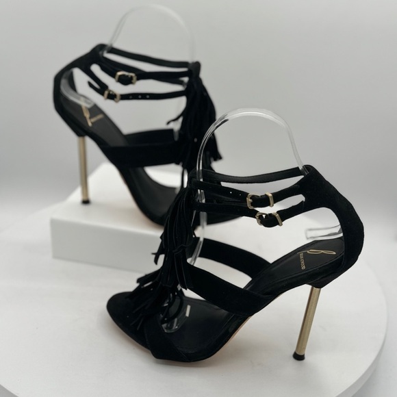 Brian Atwood Black Fringe Stiletto Heels‎ Size 6.5 EUC - Picture 9 of 17